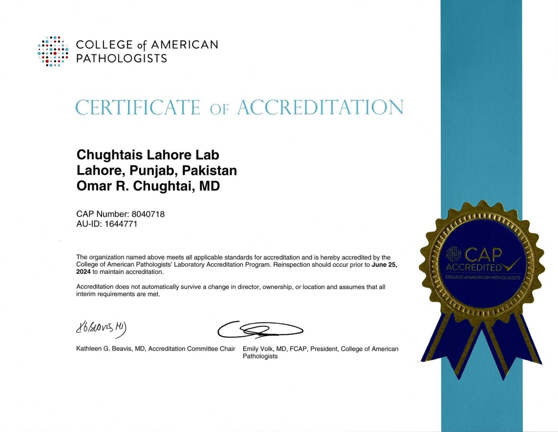 Certificate of Accreditation by CAP